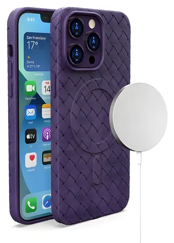 Hurtel Woven Case fialová / Pouzdro / Apple iPhone 15 Pro / MagSafe