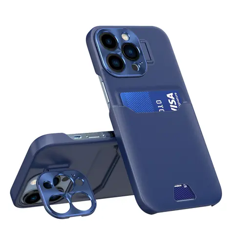 Hurtel Leather Stand Case modrá / Kryt / Apple iPhone 14 Pro / peněženka / stojánek