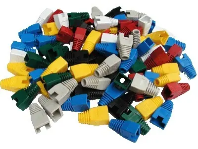 OEM Ochrana RJ45 s výřezem šedá / Krytka konektoru / větší otvor pro kabel / 100 ks