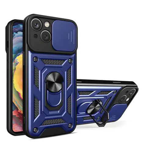 Hurtel Hybrid Armor Camshield modrá / Zadní kryt / Apple iPhone 15 Plus / Kryt kamery a stojánek