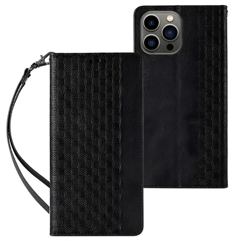 Hurtel Magnet Strap Samsung Galaxy S23+ černá / Pouzdro / Flipové / Stojánek / Poutko na zápěstí