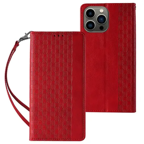 Hurtel Magnet Strap Case pro Samsung Galaxy S23+ červená / Kryt / Flipové pouzdro / Peněženka se stojánkem