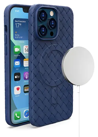 Hurtel Woven Case s MagSafe tmavě modrá / Kryt / iPhone 14 Pro / tkaný textilní povrch