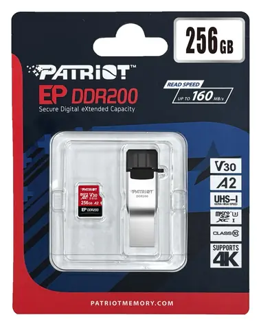 Patriot EP DDR200 256GB / Paměťová karta microSDXC / UHS-I U3 / 160/120 MB/s