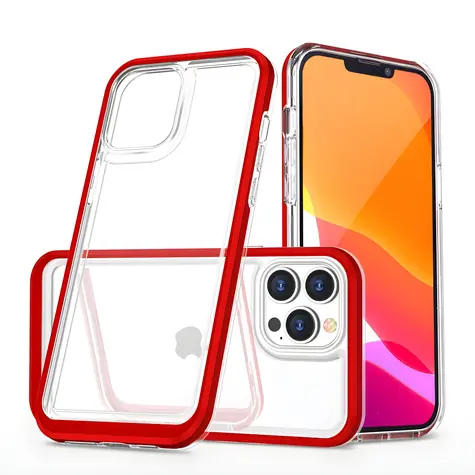 Hurtel Clear 3in1 červená / Kryt / Apple iPhone 13 Pro / Průhledný, gelový