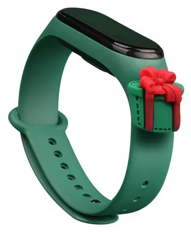 Hurtel Strap Xmas tmavě zelená / Řemínek / Xiaomi Mi Band 3/4 / Vánoční / dárek