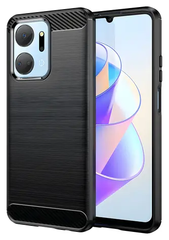 Hurtel Carbon Case černá / Zadní kryt / Honor Play 40 Plus, Honor X7a / Silikonové / Karbonový vzhled