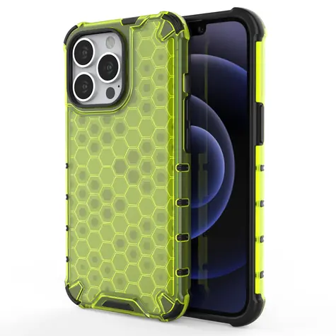 Hurtel Honeycomb Case zelená / Kryt pro Apple iPhone 13 Pro / TPU / voštinový design