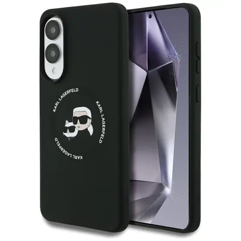 Karl Lagerfeld Silicone nauble Heads And Circle černá / Pouzdro / pro Samsung Galaxy S25 Edge / MagSafe