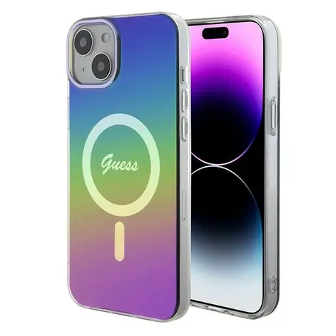 GUESS IML Iridescent MagSafe Zadní Kryt pro Apple iPhone 15 Plus & 14 Plus multicolor