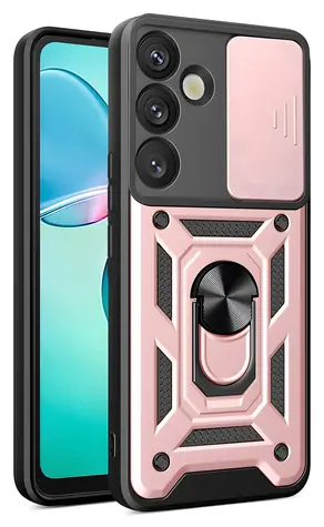 Hurtel Hybrid Armor CamShield pro Samsung Galaxy S25+ růžová / Kryt / Ochrana objektivu fotoaparátu / Kovový kroužek