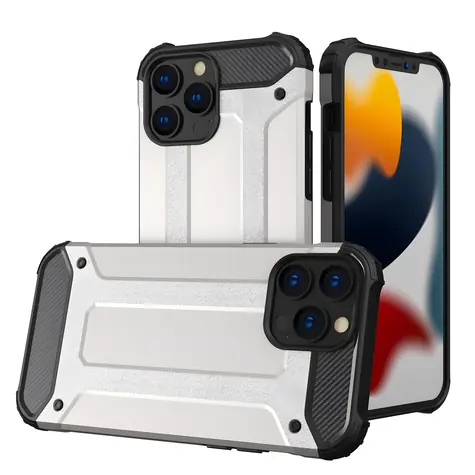 Hurtel Hybrid Armor Case stříbrná / Kryt / Apple iPhone 13 Pro / Odolný hybridní materiál