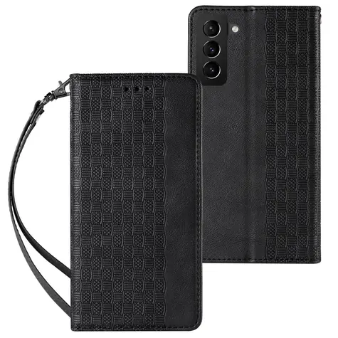 Hurtel Magnet Strap pouzdro pro Samsung Galaxy S22+ černá / Pouzdro / Peněženka na karty / Poutko na krk
