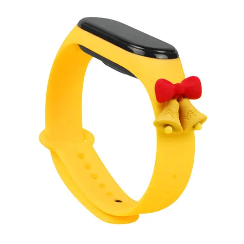 Hurtel Vánoční silikonový řemínek se zvonečky žlutá / Řemínek / pro Xiaomi Mi Band 5/6
