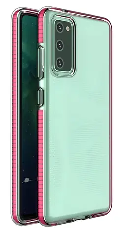Hurtel Spring Case tmavě růžová / Kryt / Samsung Galaxy A02s / průhledné, barevný rámeček