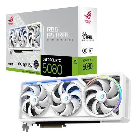 ASUS ROG Astral GeForce RTX 5080 OC White / Grafická karta / 16GB GDDR7 / 256-bit / 2x HDMI + 3x DP / 850W