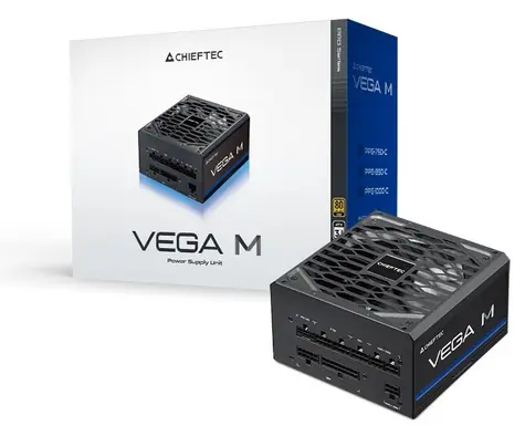 Chieftec Vega M PPG-1000-C černá / Zdroj ATX / 1000W / ATX 3.1 / 80 PLUS Gold / Plně modulární / 135 mm