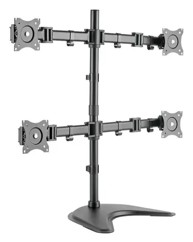 Digitus stolní držák 4 monitorů černá / Držák monitoru / VESA 75x75 a 100x100 mm / náklon 45° / otočení 90°