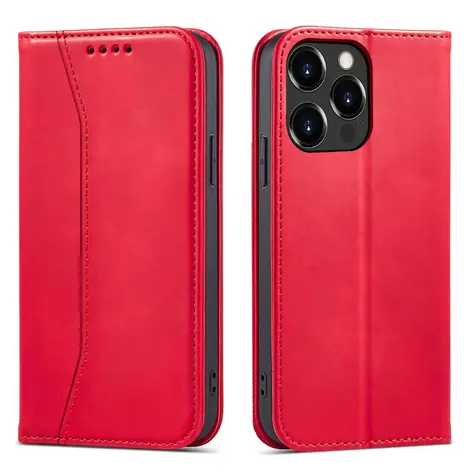 Hurtel Magnet Fancy Case pro Apple iPhone 14 Pro Max červená / Pouzdro / Magnetické / Stojánek / Kapsa na kartu