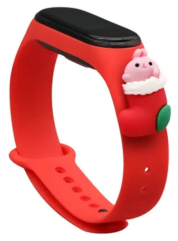 Hurtel Vánoční řemínek s ponožkou pro Xiaomi Mi Band 3 a 4 červená / Řemínek / Silikonový / Vánoční motiv