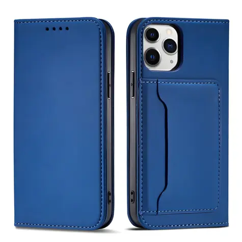 Hurtel Magnet Card Case modrá / Pouzdro / Magnetické / Kapsa na kartu / Se stojánkem / iPhone 12 Pro