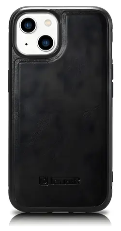 iCarer Leather Oil Wax černá / Pouzdro / Přírodní kůže / Apple iPhone 14 Plus