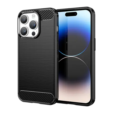 Hurtel Carbon Case pro Apple iPhone 14 Pro Max černá / Kryt / Karbonový vzor / Gelový