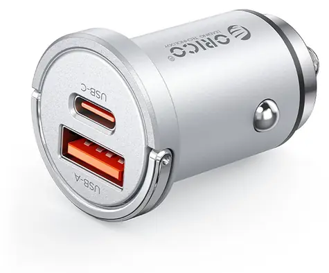Orico MiniRing Pro stříbrná / Nabíječka do auta / 45 W / USB-C + USB-A