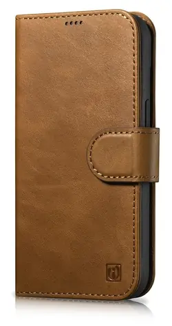 iCarer Oil Wax Wallet Case 2in1 hnědá / Pouzdro / Kožené flip / Anti-RFID / Apple iPhone 14 Plus