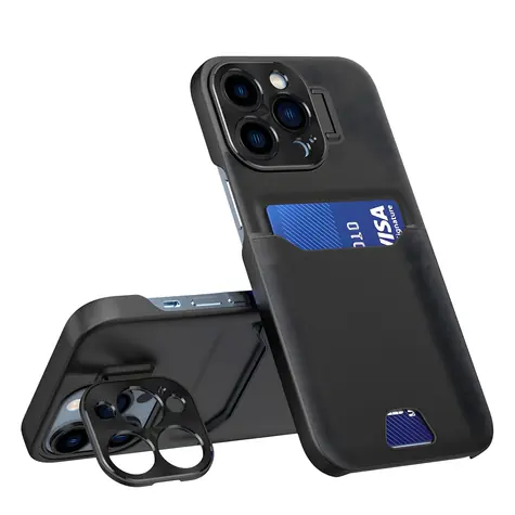 Hurtel Leather Stand Case černá / Kožené pouzdro / Apple iPhone 14 Pro Max / Peněženka se stojánkem