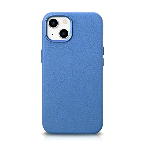 iCarer Litchi Premium světle modrá / Pouzdro / Kožené / MagSafe / Apple iPhone 14 Plus