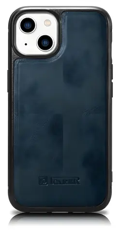 iCarer Oil Wax modrá / Kryt / Kožený zadní / Apple iPhone 14 Plus