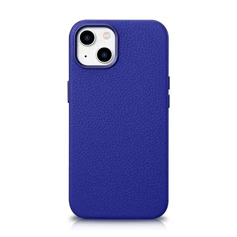 iCarer Litchi Premium Leather Case tmavě modrá / Pouzdro / Kožené / MagSafe / Apple iPhone 14 Plus