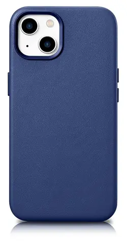 iCarer Leather Case modrá / Pouzdro / Kožené / MagSafe / Apple iPhone 14 Plus