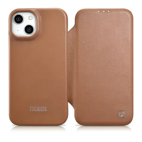 iCarer CE Premium hnědá / Pouzdro / Kožené flip / MagSafe / Apple iPhone 14 Plus