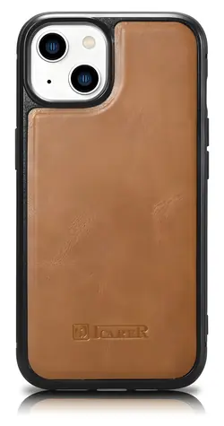 iCarer Oil Wax hnědá / Pouzdro / Kožené / Apple iPhone 14 Plus