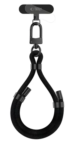 Tech-Protect C4S Rope černá / Popruh na zápěstí pro smartphone / šňůrkový