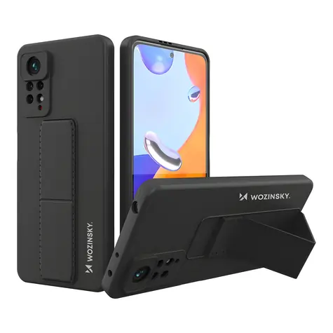 Wozinsky Kickstand Case pro Xiaomi Redmi Note 11 Pro černá / Kryt na mobil / silikonový / se stojánkem