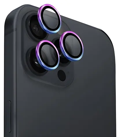 Uniq Optix Aluminium Iridescent / Ochranné sklo na čočku fotoaparátu / iPhone 16 Pro, 16 Pro Max / s aplikátorem