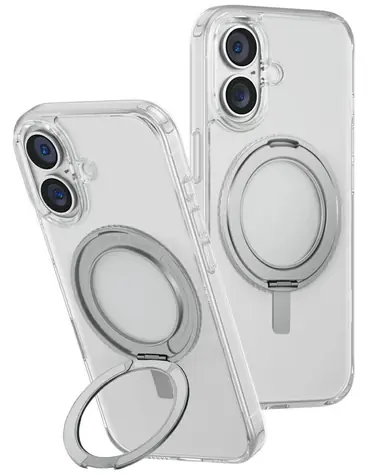UNIQ Swivix 360 transparentní / Pouzdro / Apple iPhone 16 / 360° otočný stojánek