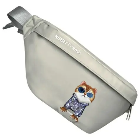 Nimmy Crossbody Glasses Cool Cat šedá / Taška přes rameno / motiv kočka