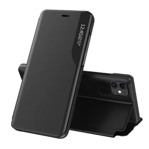 Hurtel Eco Leather View Case černá / Pouzdro se stojánkem / Apple iPhone 13 Pro Max