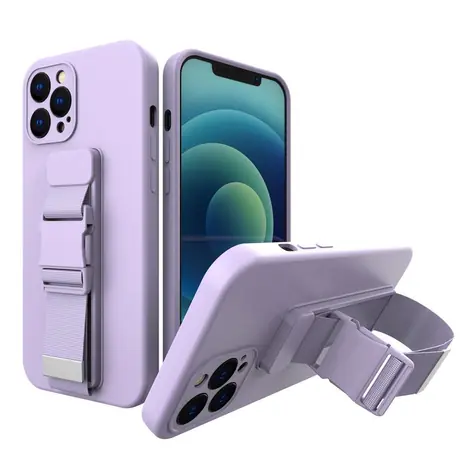 Hurtel Gelové pouzdro s řetízkem na krk Apple iPhone 12 Pro fialová / Pouzdro / Gelové / Šňůrka na krk