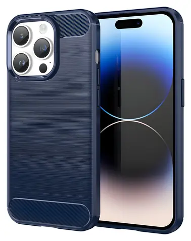 Hurtel Carbon Case iPhone 14 Pro Max modrá / Silikonové pouzdro / Karbonový vzor