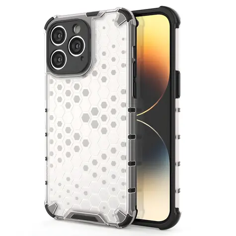 Hurtel Honeycomb Case transparentní / Zadní kryt / Apple iPhone 14 Pro Max / voštinový vzor