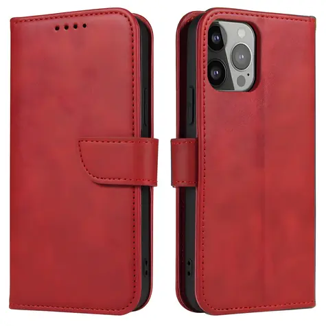 Hurtel Wallet Case červená / Pouzdro / Peněženkové / Magnetické / Se stojánkem / iPhone 15 Pro Max