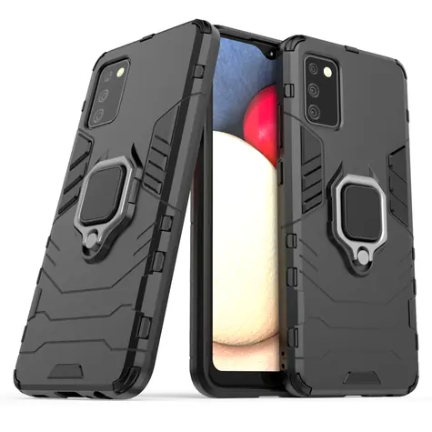Hurtel Ring Armor černá / Hybridní kryt s magnetickým držákem / Samsung Galaxy A03s