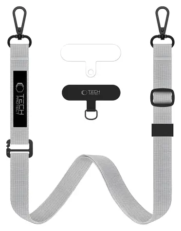 Tech-Protect C6S šedá / Šňůrka na krk pro mobilní telefon / dlouhá