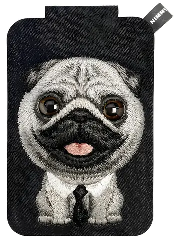 Nimmy Big Eyed Pet 2.0 Dog černá / Peněženka se stojánkem / Magnetická