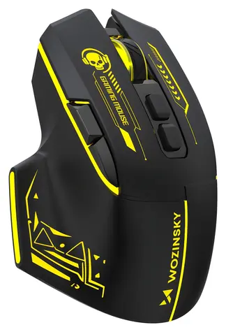 Wozinsky WMGB-1181 černo-žlutá / Herní myš / bezdrátová / optická / 3200 DPI / vestavěná baterie / podsvícení